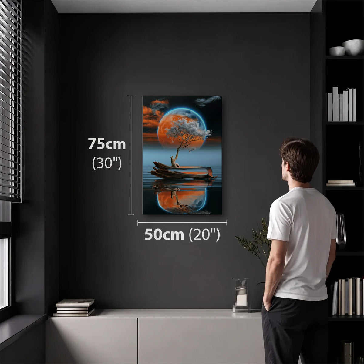 Nature Art 50x75 cm acrylic wall art in a dark modern room