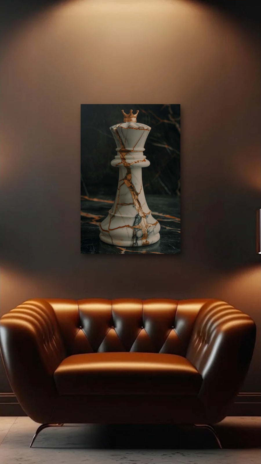 Luxury Art acrylic wall art above a leather armchair