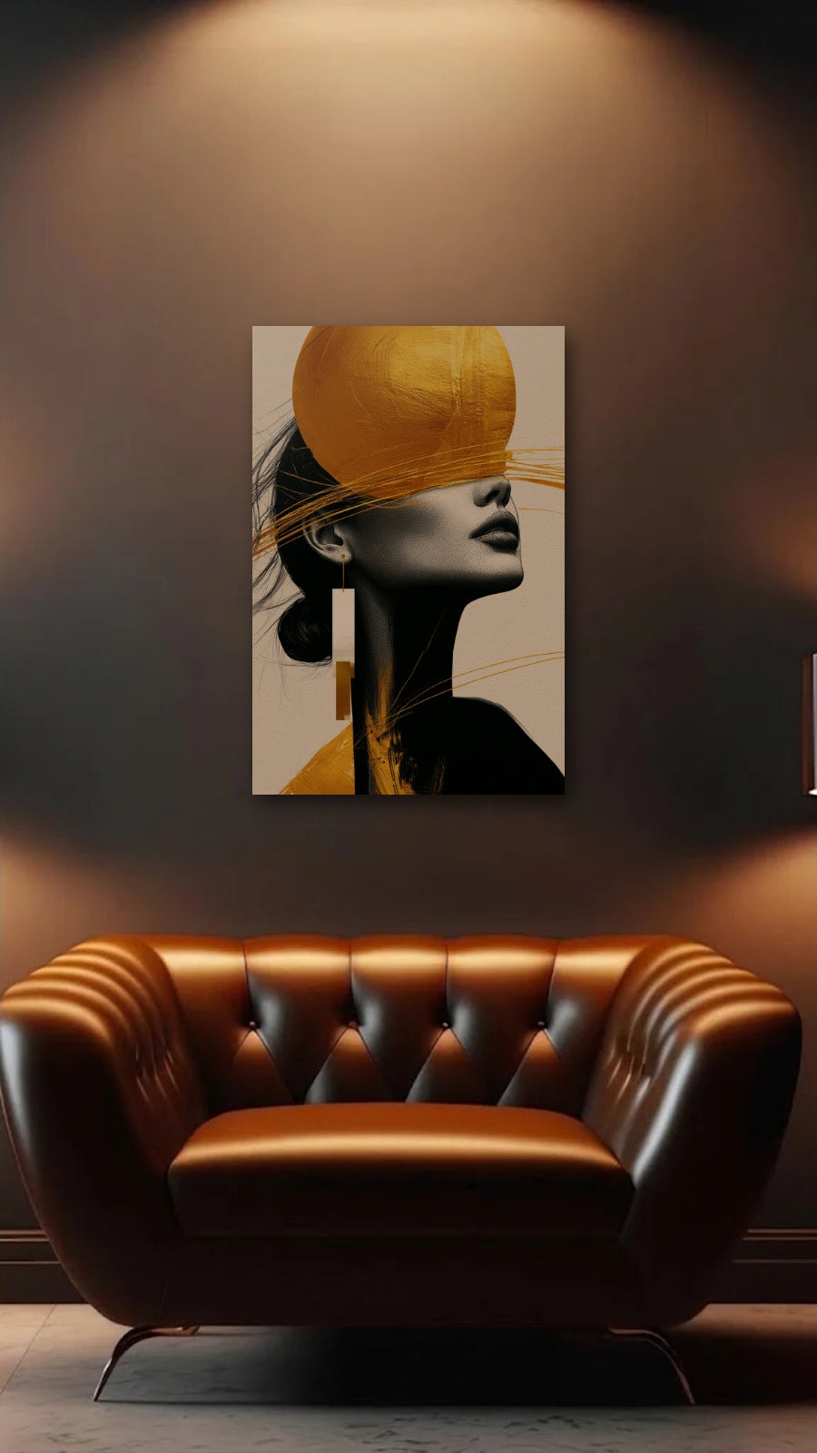 Expressions Art acrylic wall art above a leather armchair