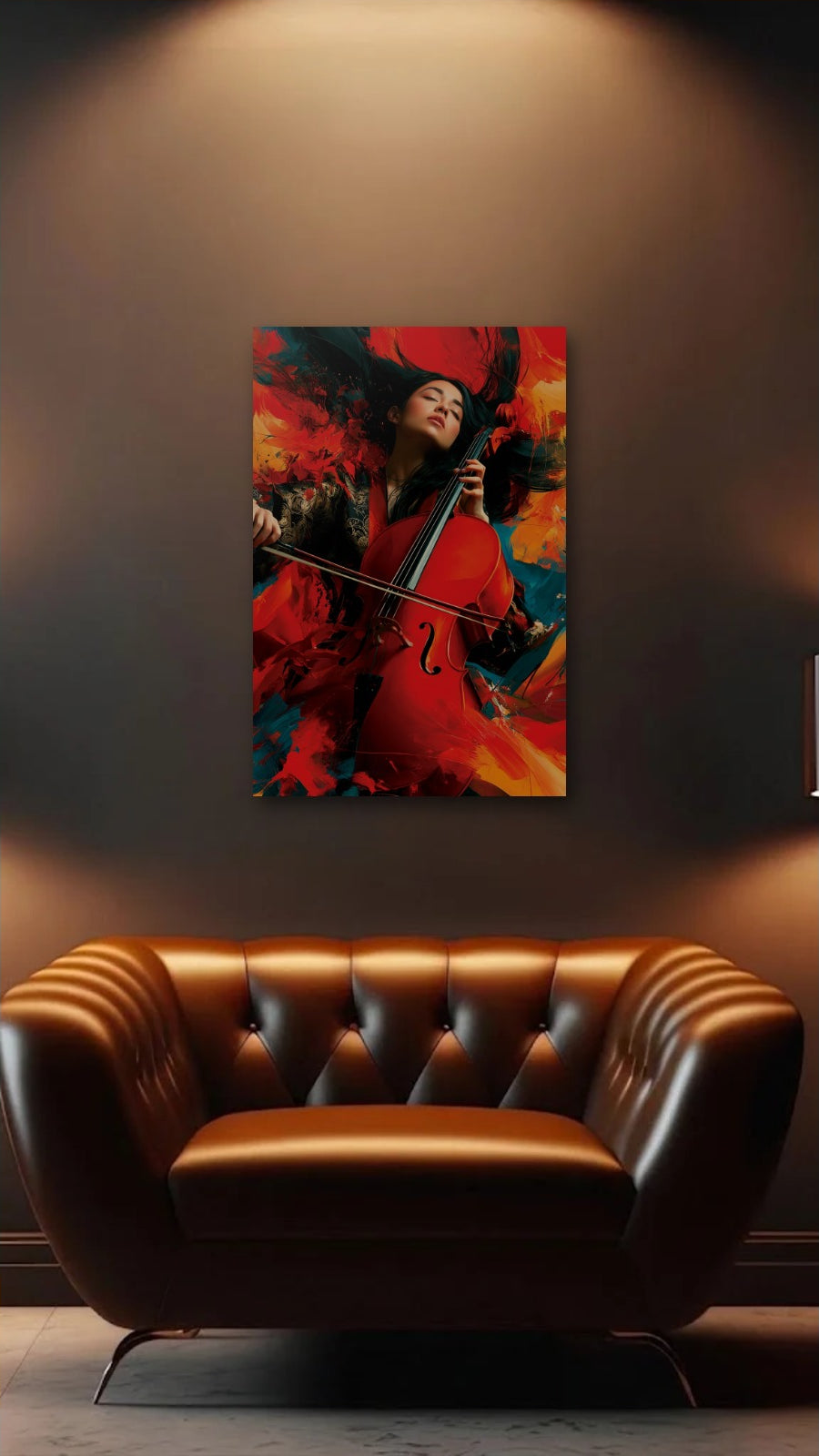 Expressions Art acrylic wall art above a leather armchair