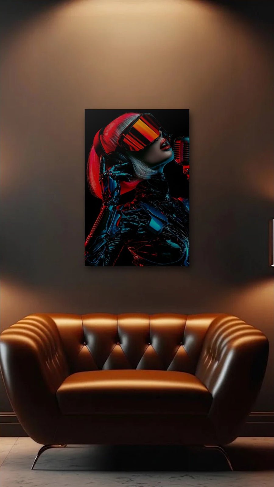 Expressions Art acrylic wall art above a leather armchair