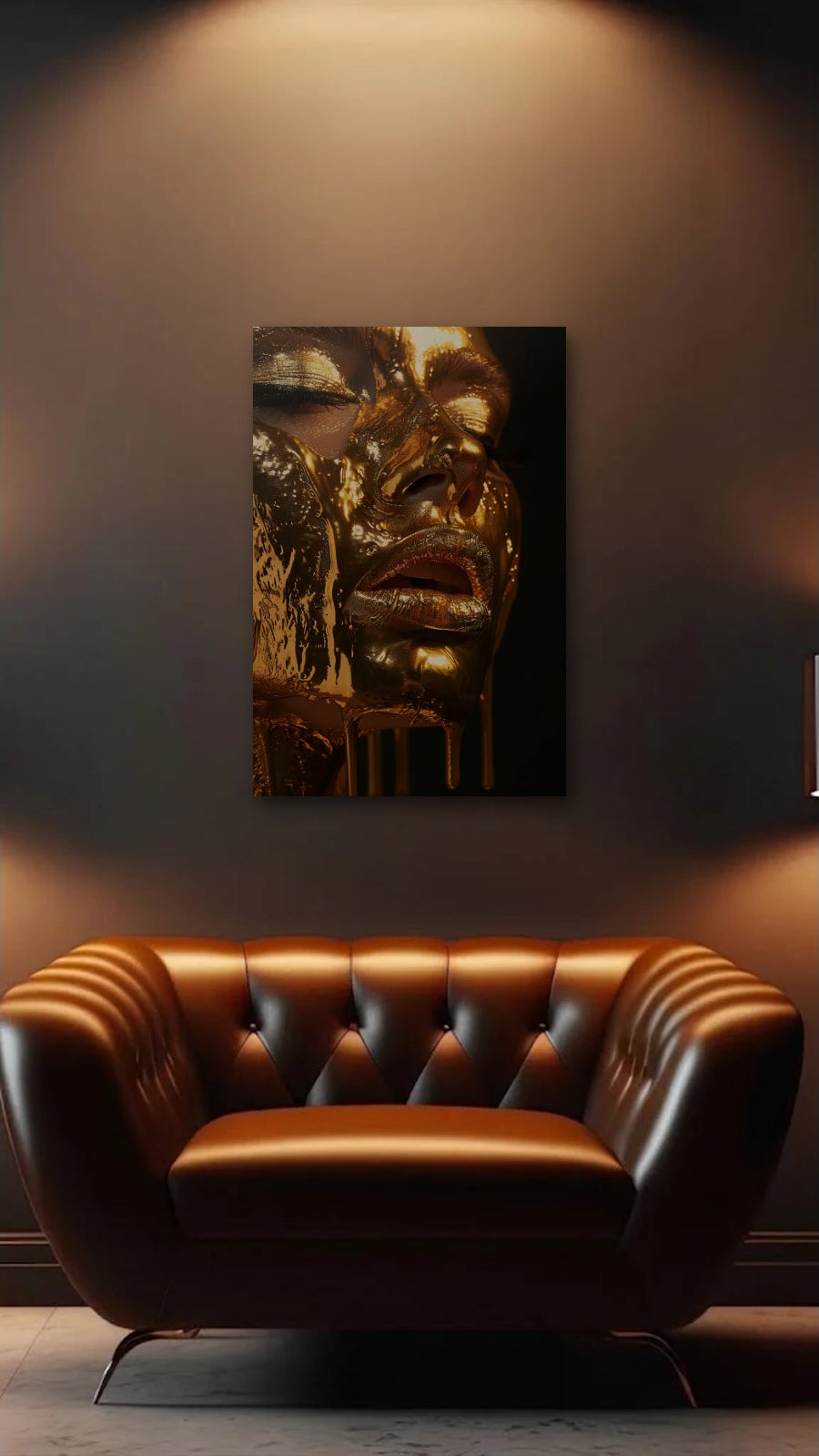 Expressions Art acrylic wall art above a leather armchair