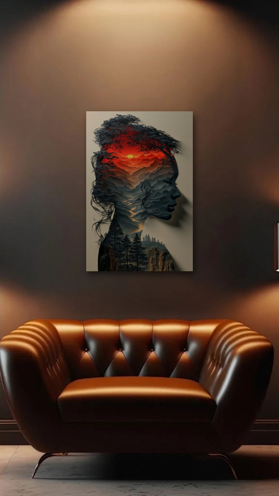 Expressions Art acrylic wall art above a leather armchair