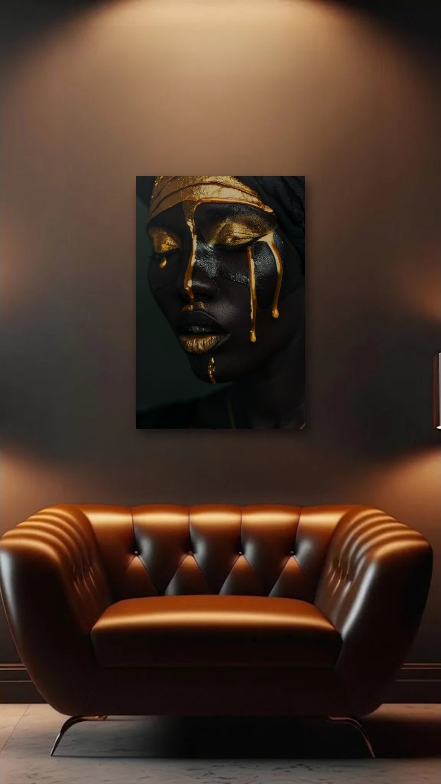 Expressions Art acrylic wall art above a leather armchair