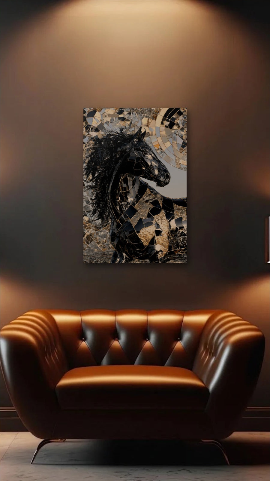 Wild Art acrylic wall art above a leather armchair