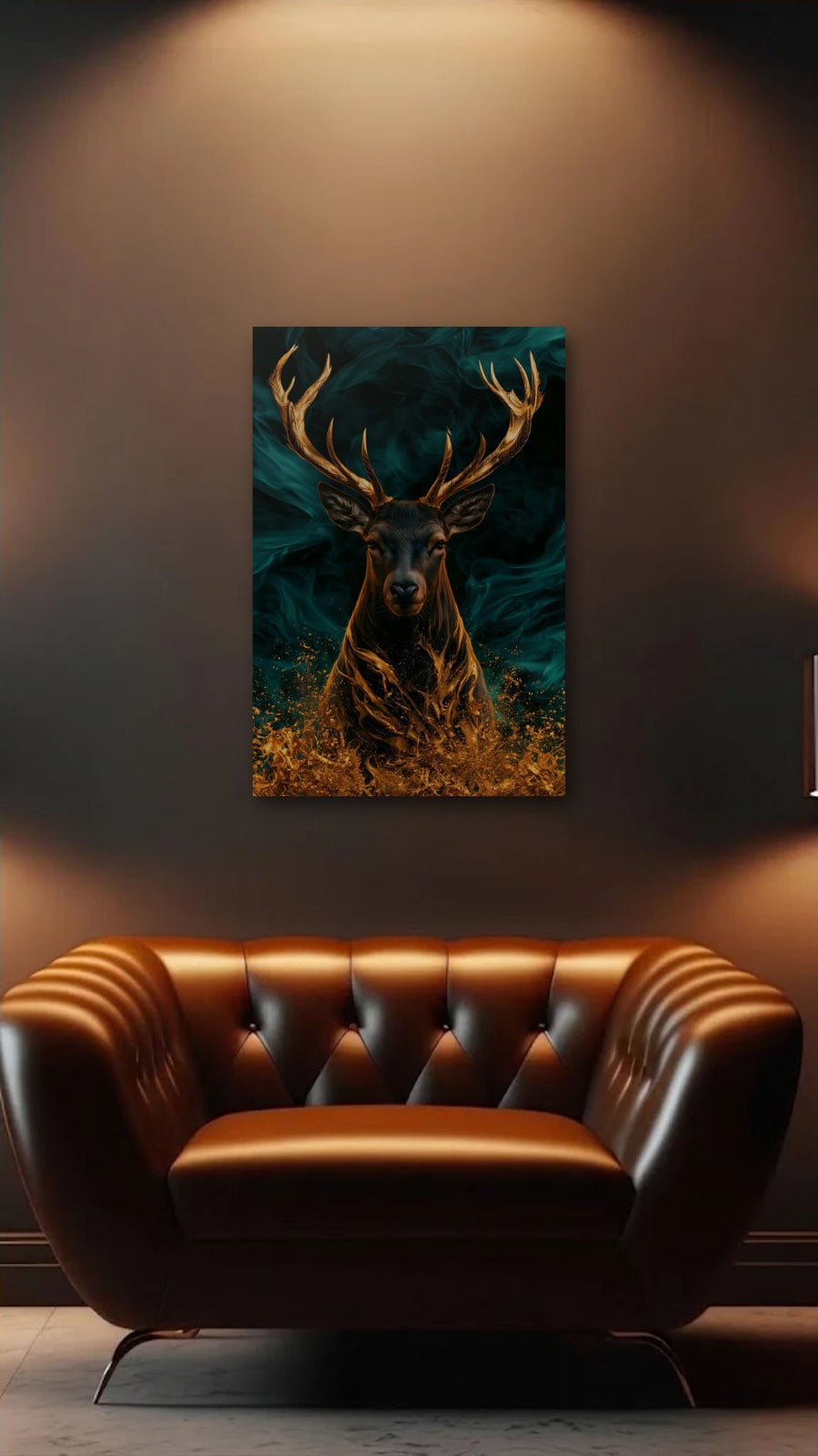 Wild Art acrylic wall art above a leather armchair