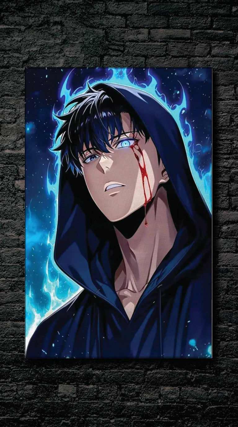 Anime Art acrylic wall art on a dark brick wall