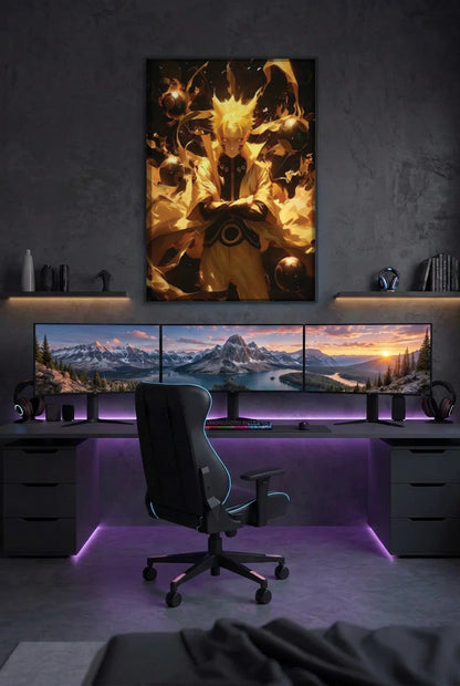 Anime Art acrylic wall art above a gaming desk