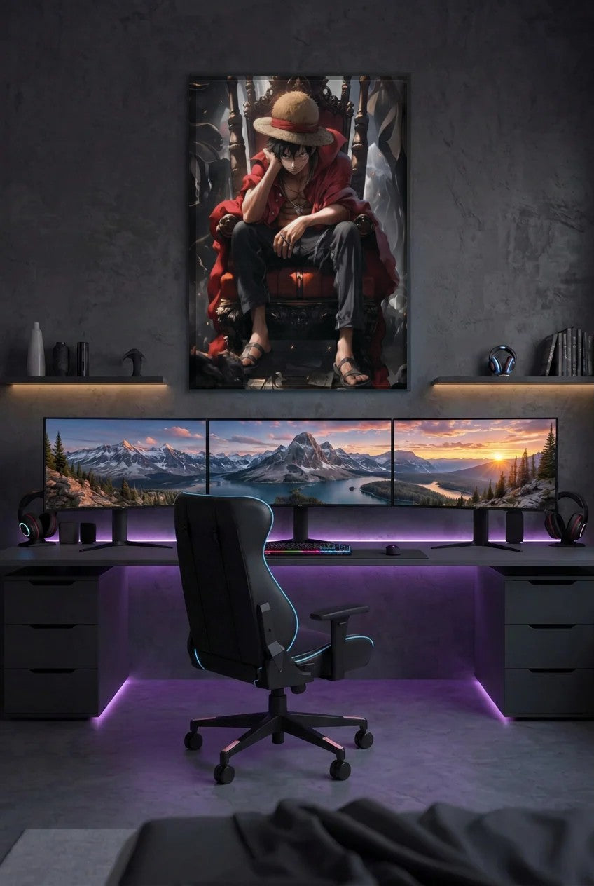 Anime Art acrylic wall art above a gaming desk