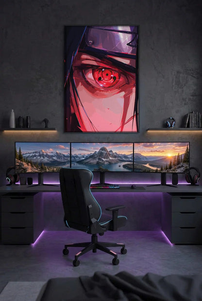 Anime Art acrylic wall art above a gaming desk