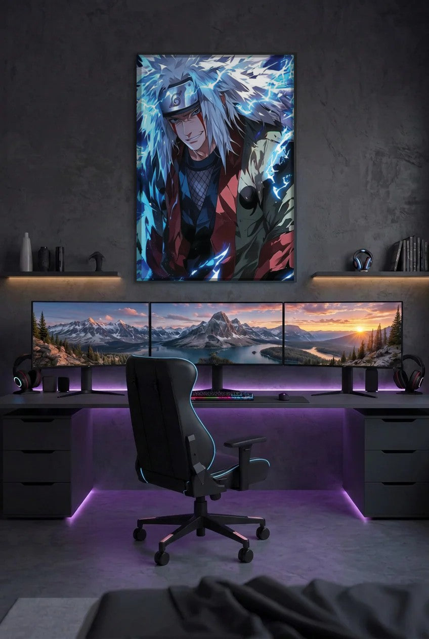 Anime Art acrylic wall art above a gaming desk
