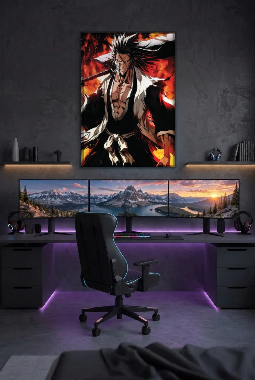 Anime Art acrylic wall art above a gaming desk