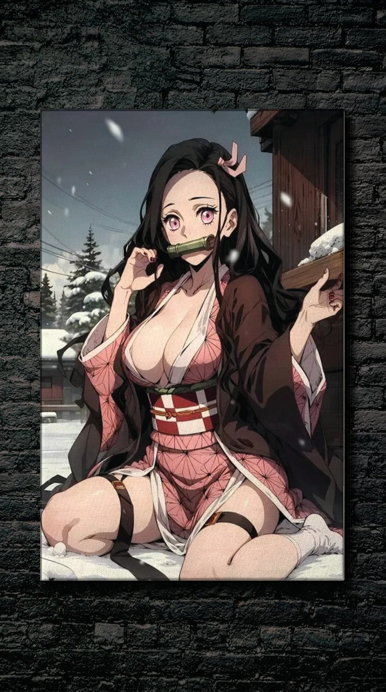 Anime Art acrylic wall art on a dark brick wall
