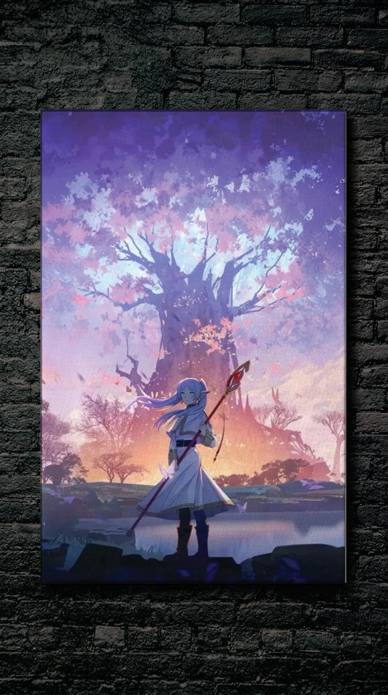 Anime Art acrylic wall art on a dark brick wall