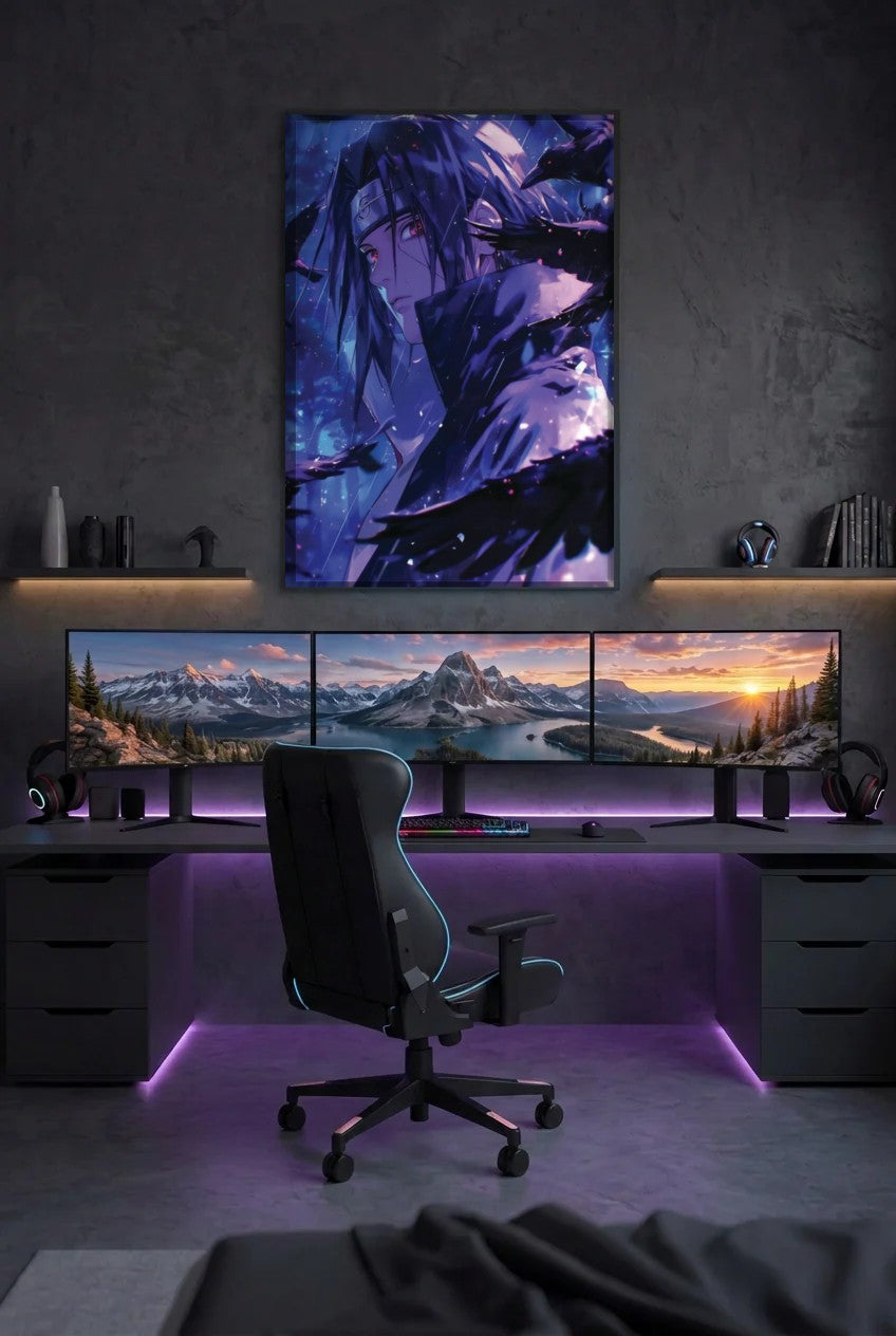 Anime Art acrylic wall art above a gaming desk