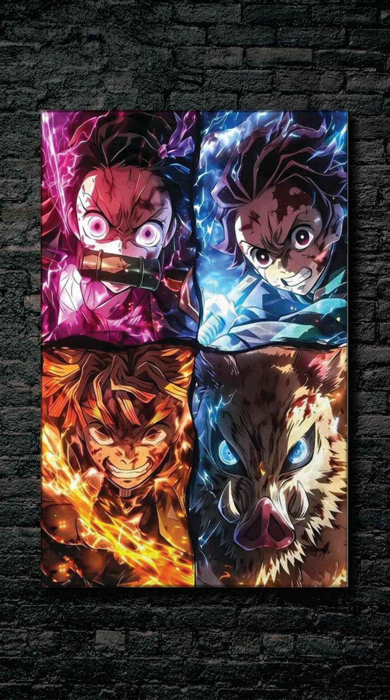 Anime Art acrylic wall art on a dark brick wall
