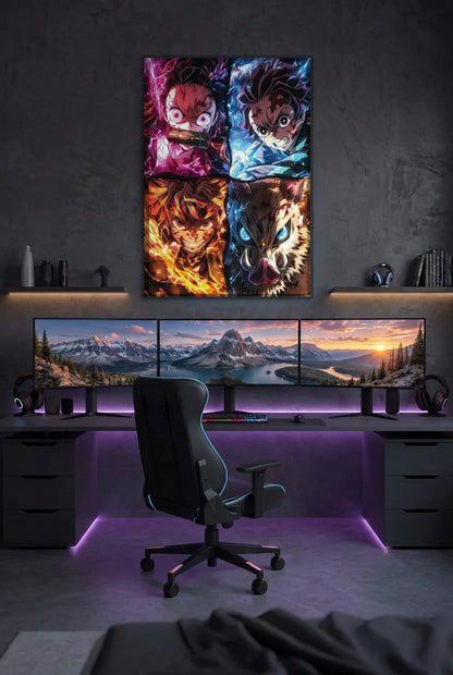 Anime Art acrylic wall art above a gaming desk