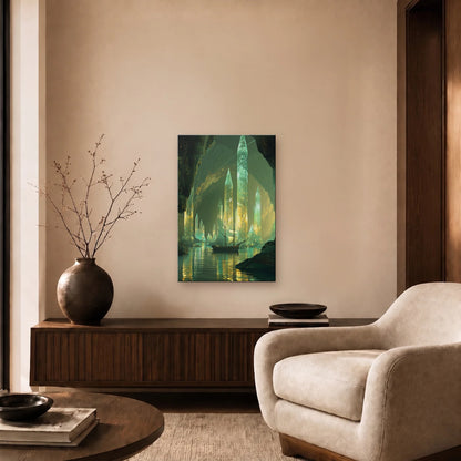 Nature Art glossy acrylic art above a wooden console