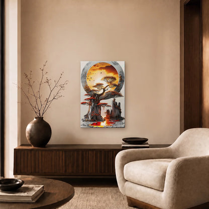Nature Art glossy acrylic art above a wooden console