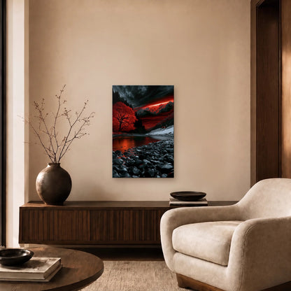 Nature Art glossy acrylic art above a wooden console