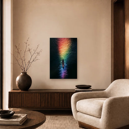 Nature Art glossy acrylic art above a wooden console