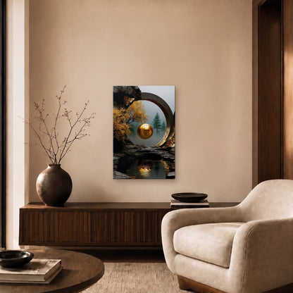 Nature Art glossy acrylic art above a wooden console