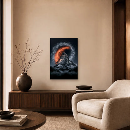 Nature Art glossy acrylic art above a wooden console