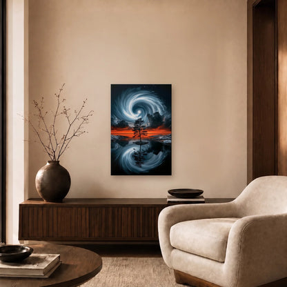 Nature Art glossy acrylic art above a wooden console