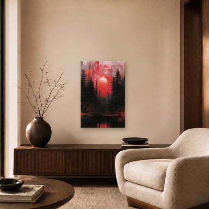 Nature Art glossy acrylic art above a wooden console