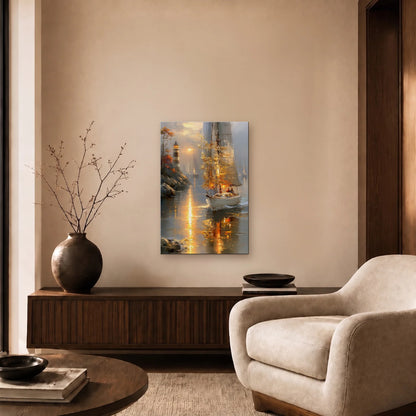 Nature Art glossy acrylic art above a wooden console