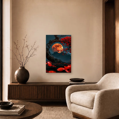 Nature Art glossy acrylic art above a wooden console
