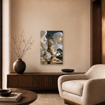 Nature Art glossy acrylic art above a wooden console