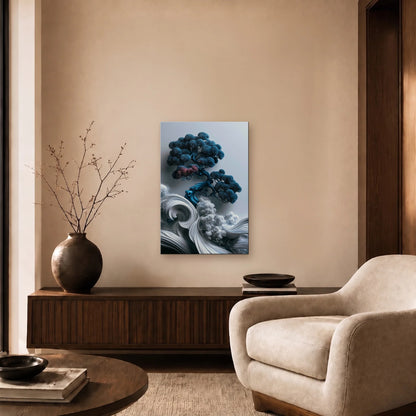 Nature Art glossy acrylic art above a wooden console
