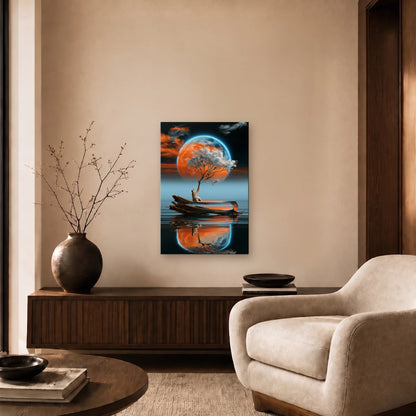 Nature Art glossy acrylic art above a wooden console