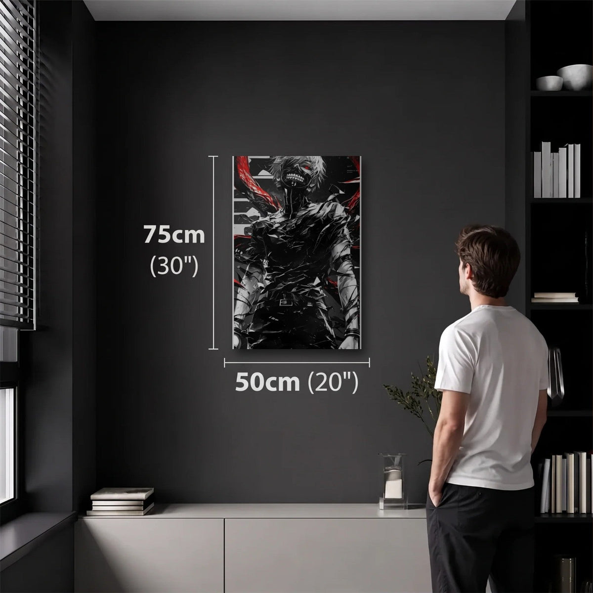 Anime Art 50x75 cm acrylic wall art in a dark modern room