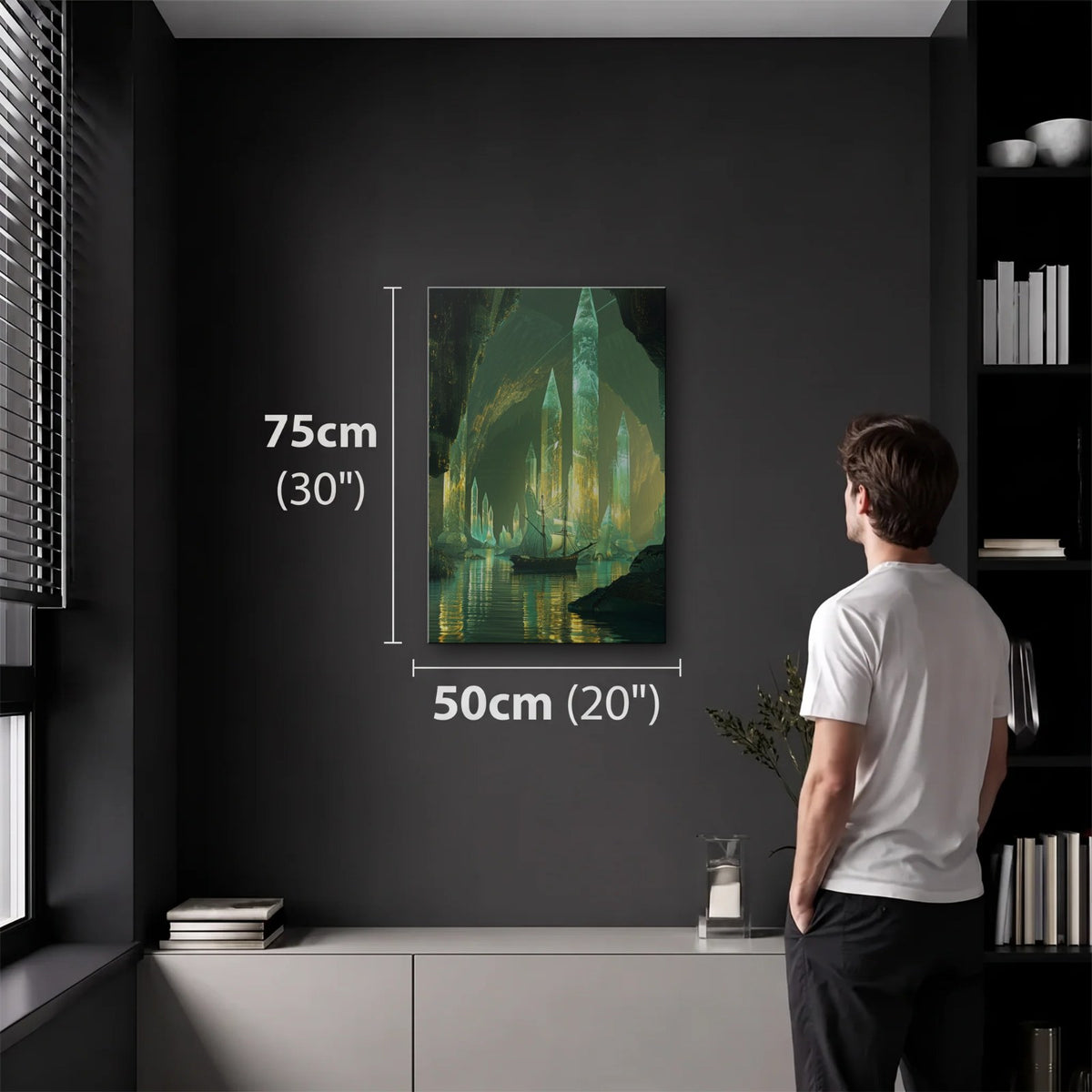 Nature Art 50x75 cm acrylic wall art in a dark modern room