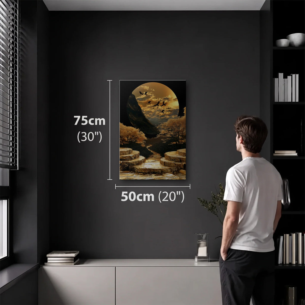 Nature Art 50x75 cm acrylic wall art in a dark modern room