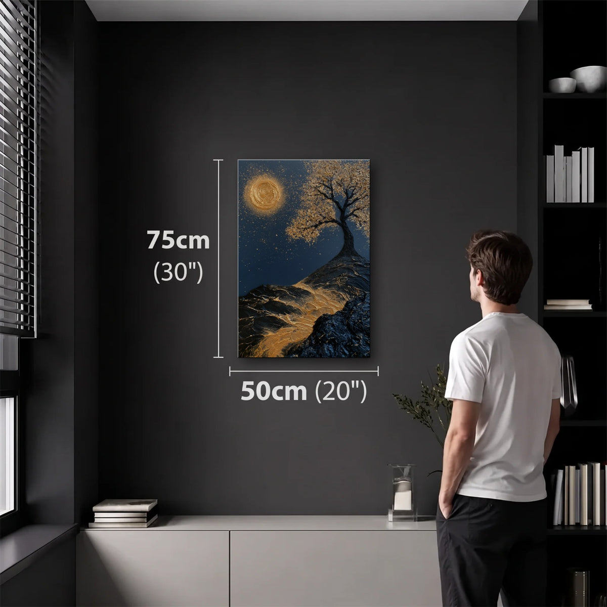 Nature Art 50x75 cm acrylic wall art in a dark modern room