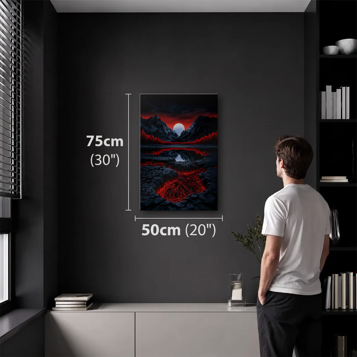 Nature Art 50x75 cm acrylic wall art in a dark modern room