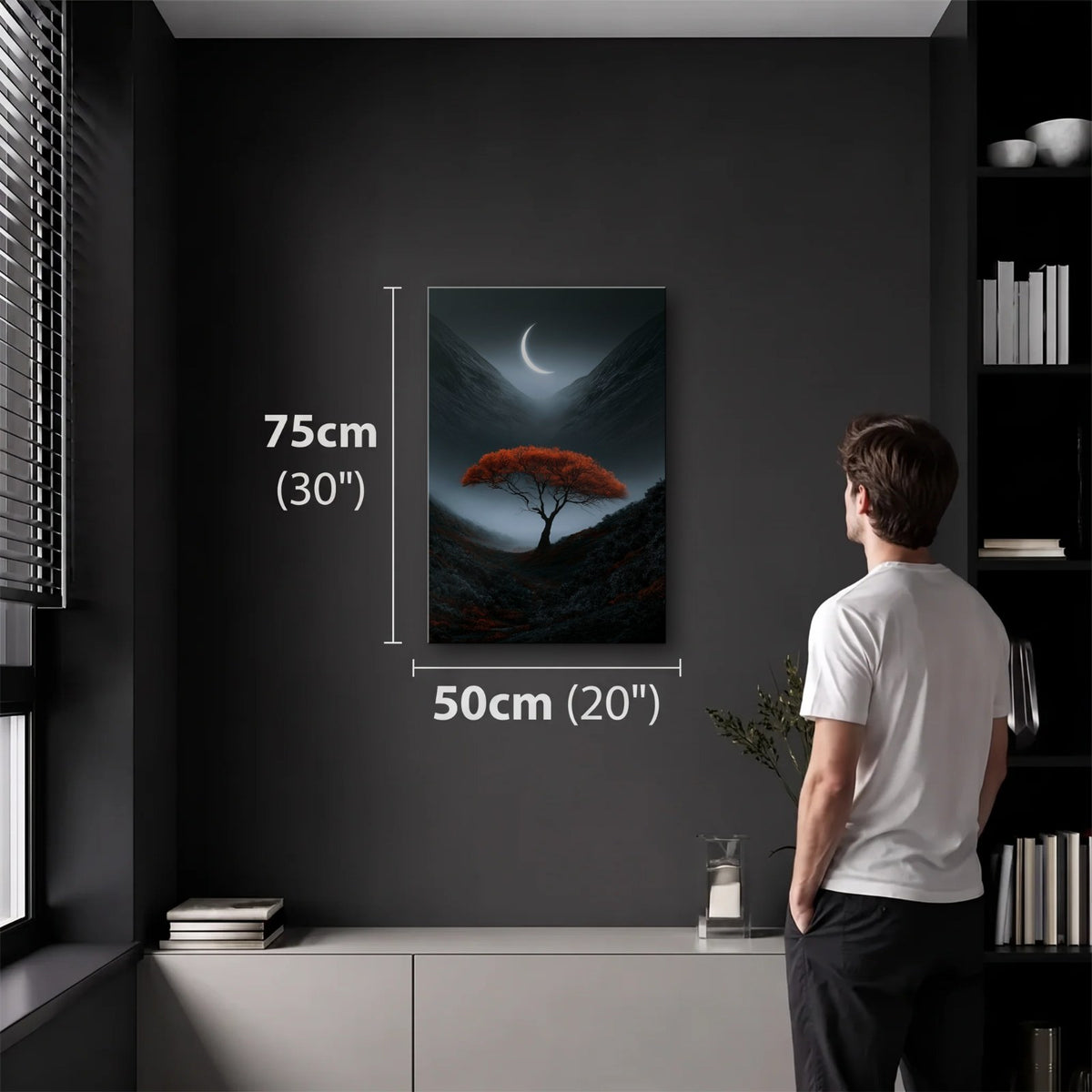 Nature Art 50x75 cm acrylic wall art in a dark modern room