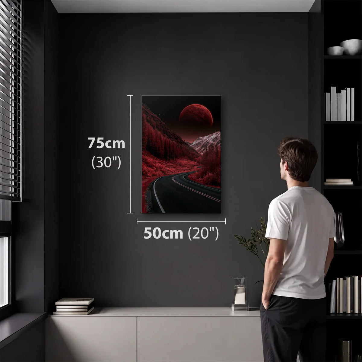 Nature Art 50x75 cm acrylic wall art in a dark modern room