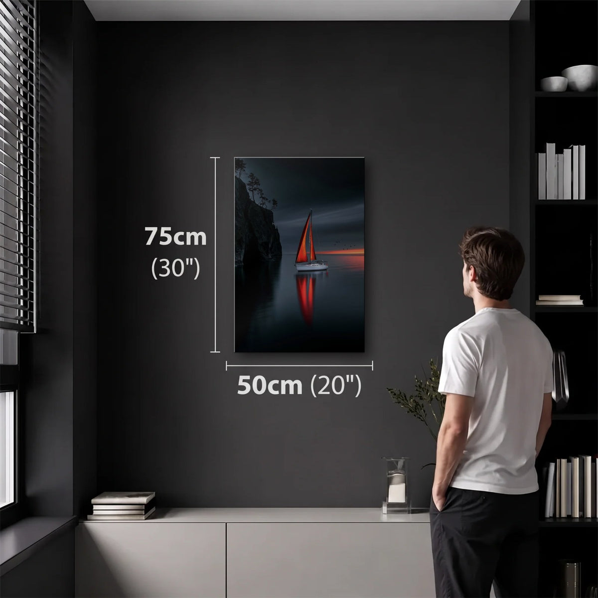 Nature Art 50x75 cm acrylic wall art in a dark modern room