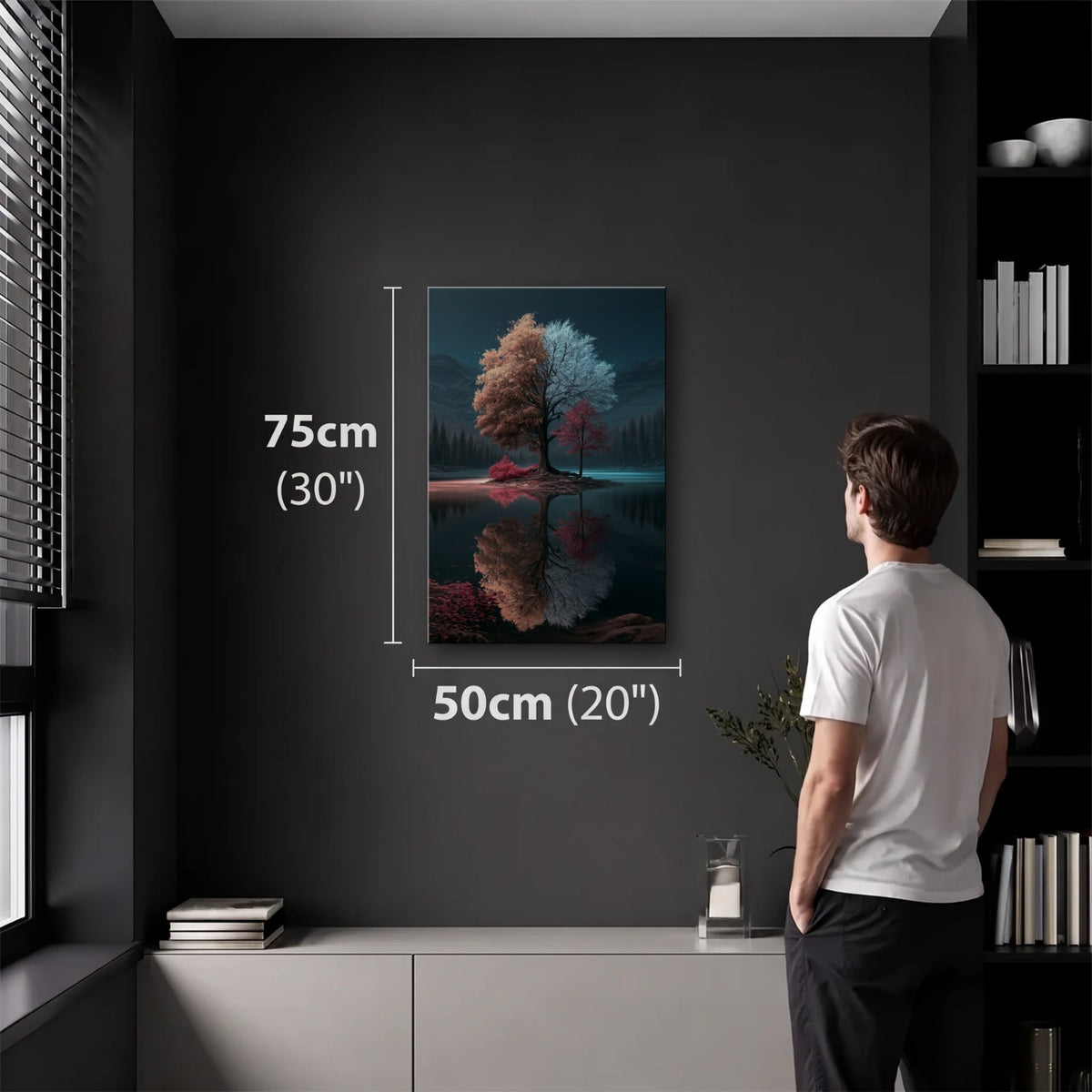 Nature Art 50x75 cm acrylic wall art in a dark modern room