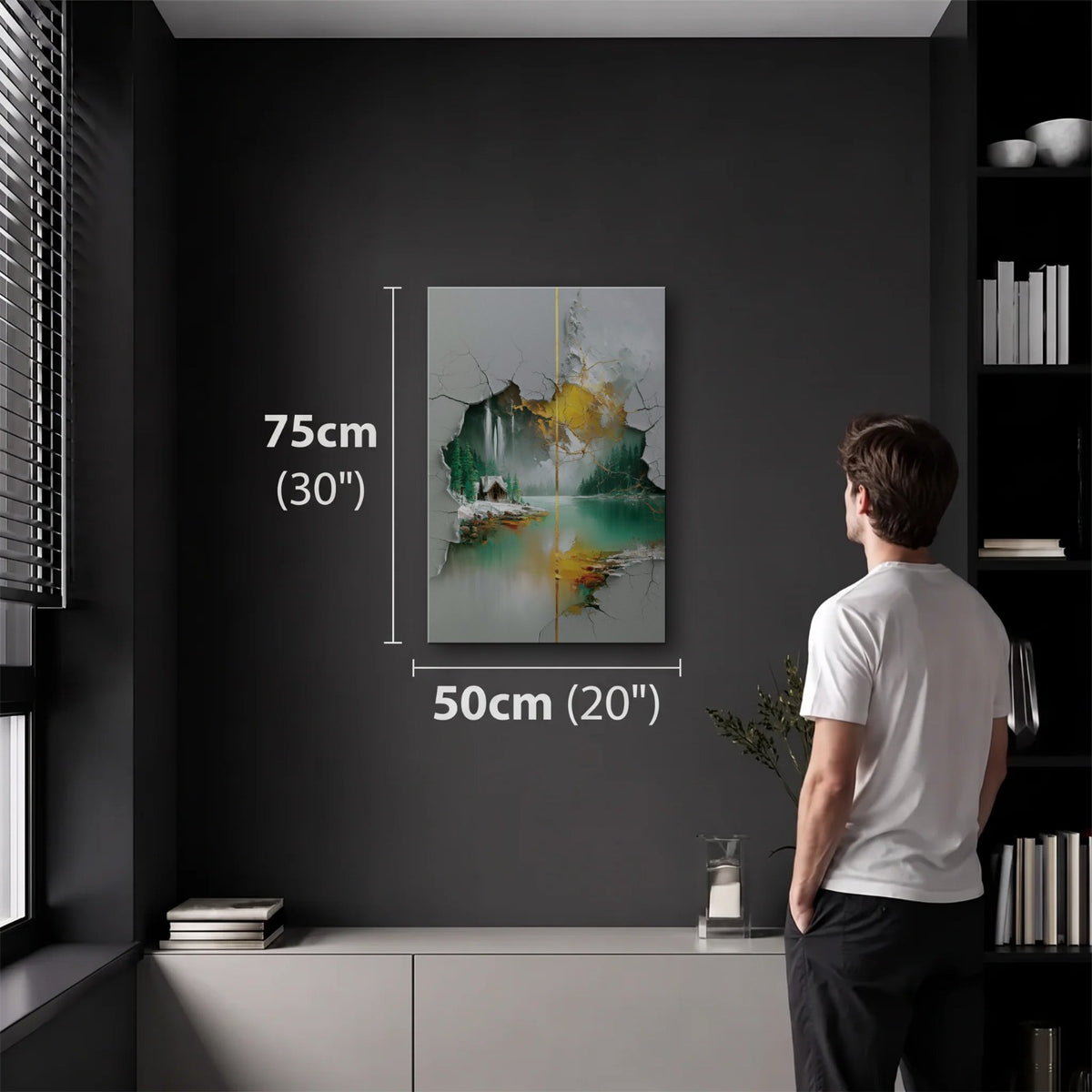 Nature Art 50x75 cm acrylic wall art in a dark modern room