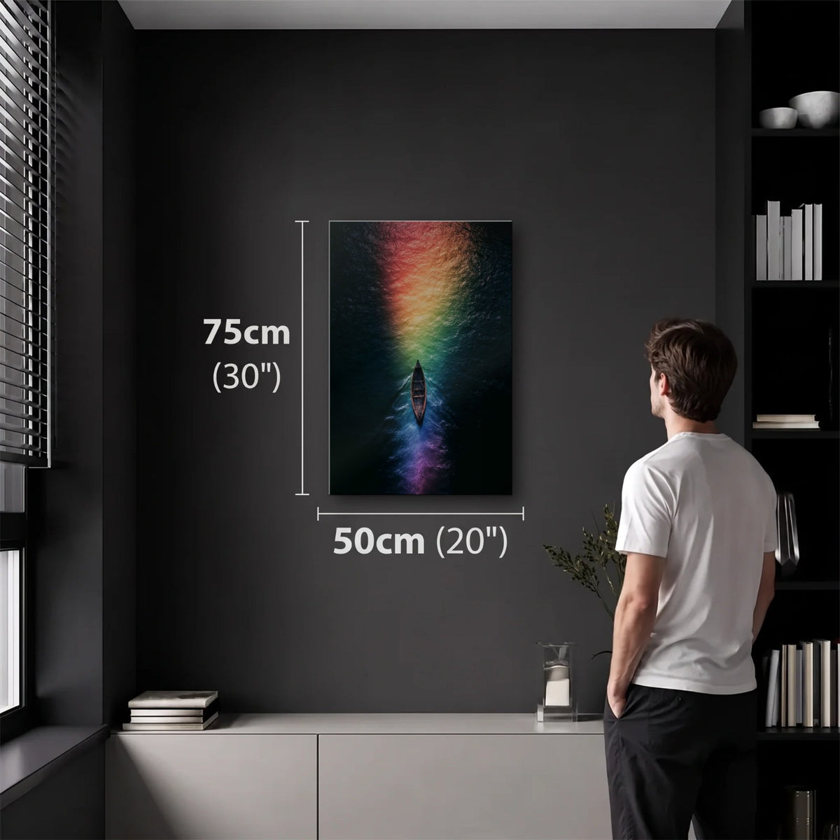 Nature Art 50x75 cm acrylic wall art in a dark modern room