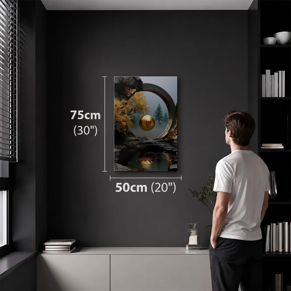 Nature Art 50x75 cm acrylic wall art in a dark modern room