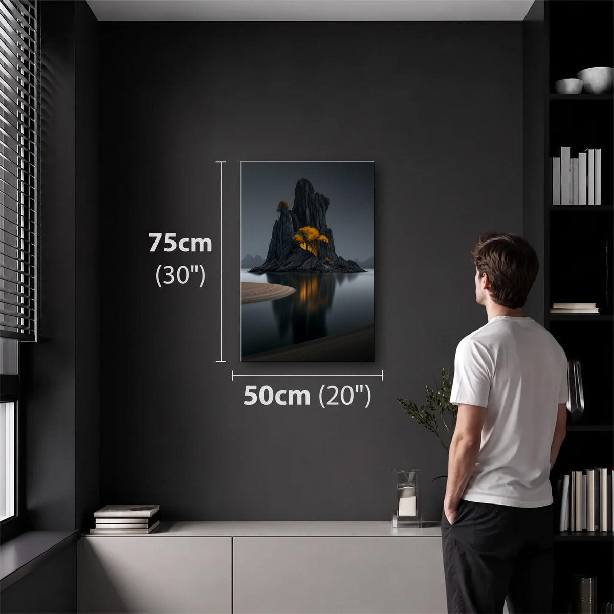 Nature Art 50x75 cm acrylic wall art in a dark modern room