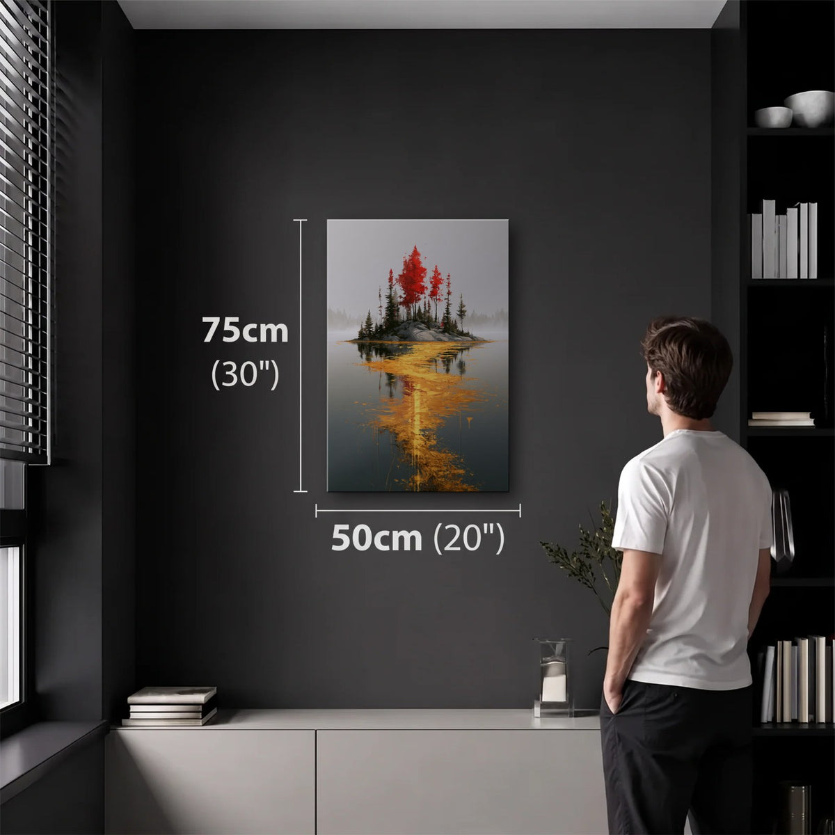 Nature Art 50x75 cm acrylic wall art in a dark modern room