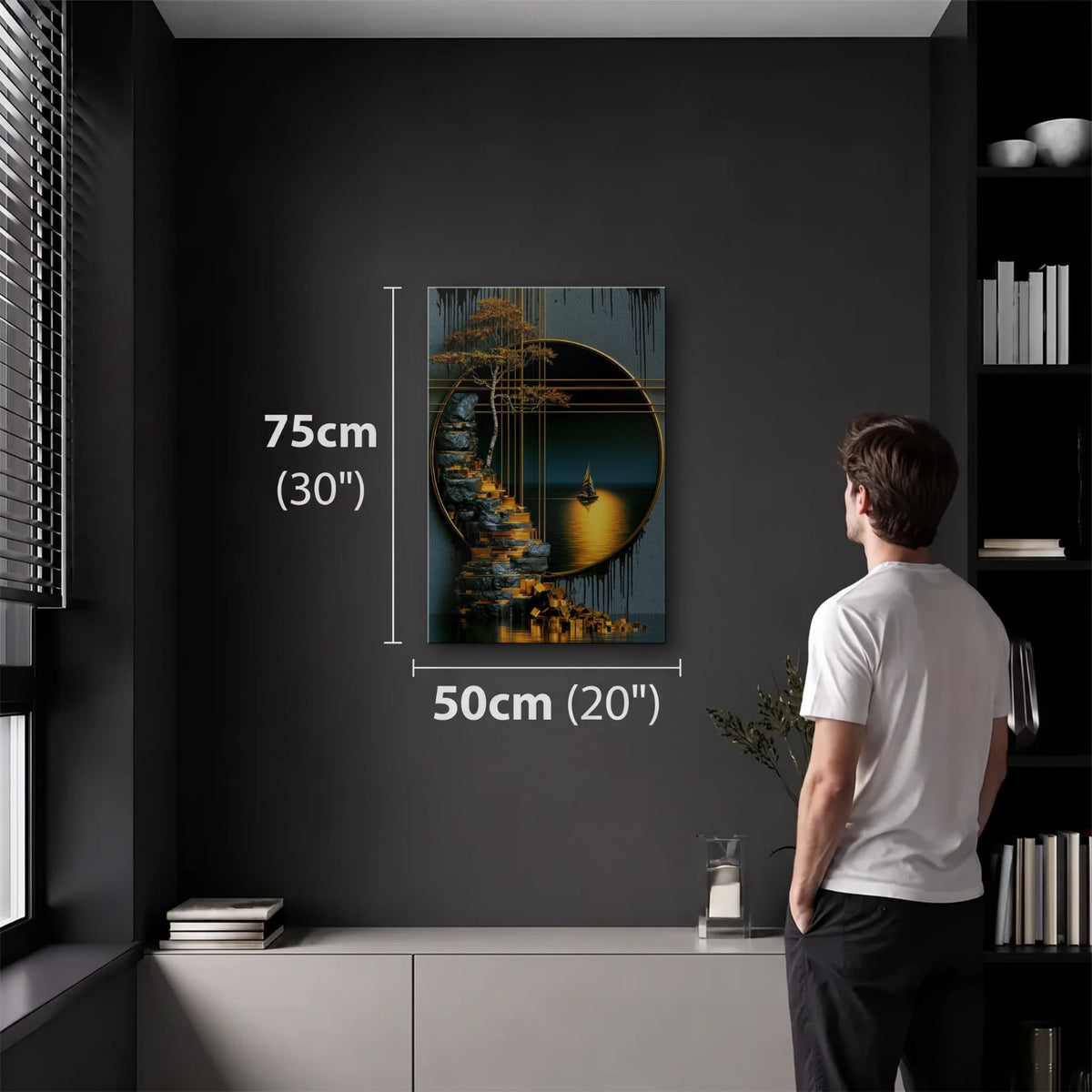 Nature Art 50x75 cm acrylic wall art in a dark modern room
