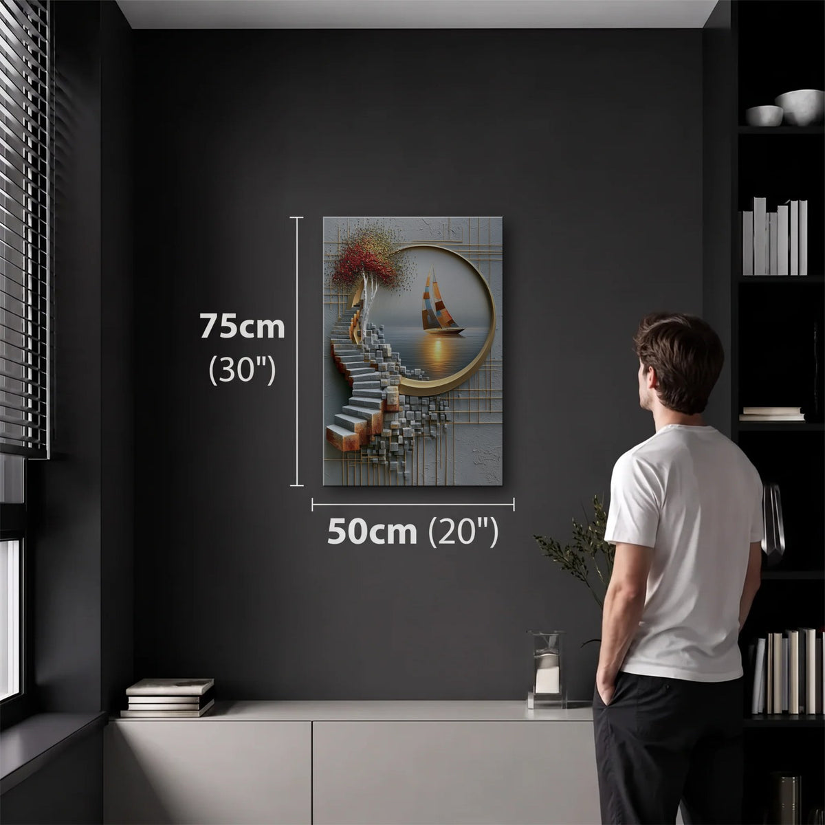 Nature Art 50x75 cm acrylic wall art in a dark modern room